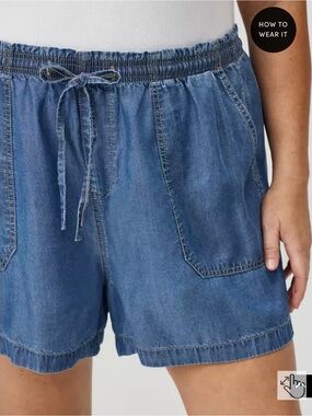 NWOT 2x Torrid Blue High-Waist Drawstring Denim Shorts